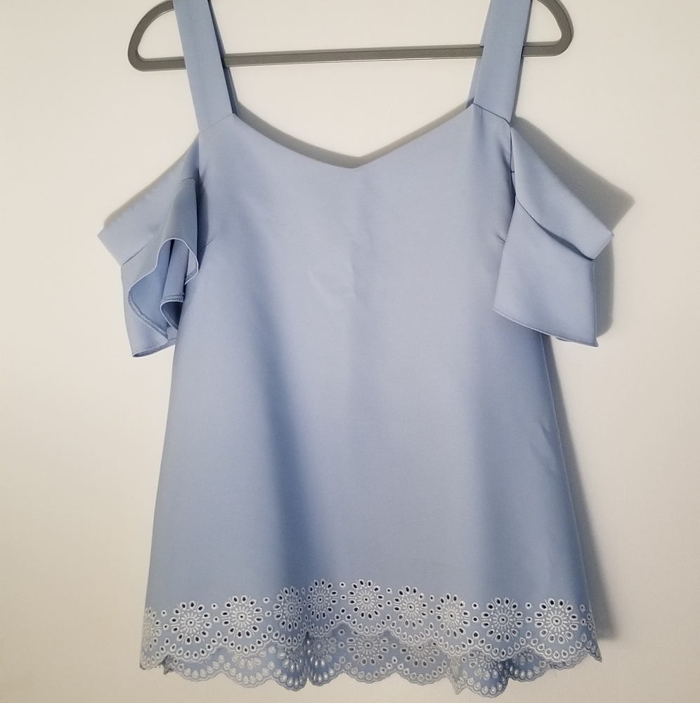 Cold Shoulder Eyelet Blouse Francesca's Sz L